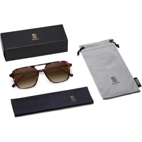 Retro Aviator Sunglasses for Women & Men Trendy Rectangle SJ2202 Sunglasses